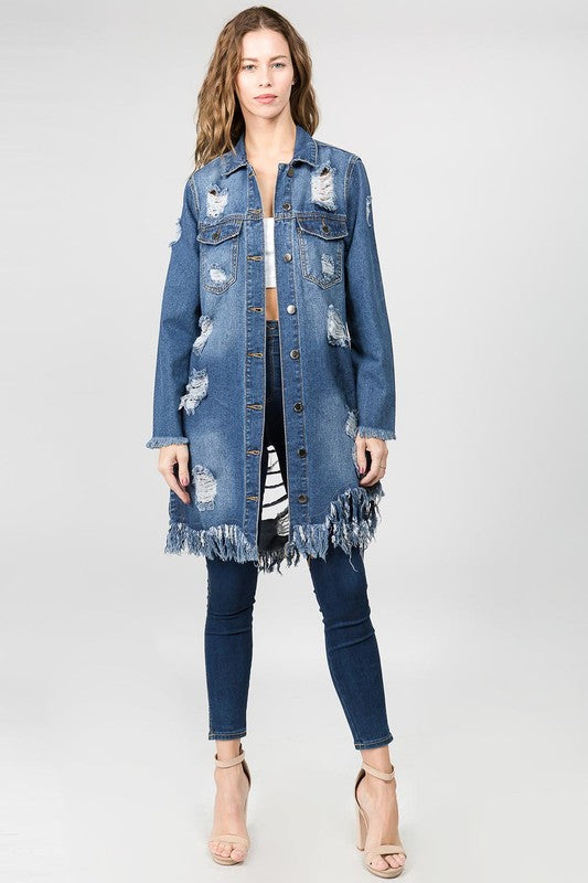 Jean shirt jacket distressed - PRIVILEGE 