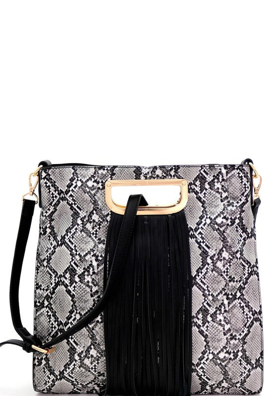 Fringed snake skin handbag - PRIVILEGE 