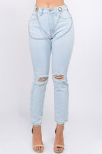 High waisted jeans with chain link - PRIVILEGE 
