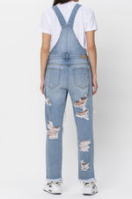 Boyfriend Distress Frayed Hem Overalls - PRIVILEGE 