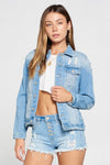 DISTRESSED DENIM JACKET - PRIVILEGE 