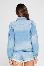 DISTRESSED DENIM JACKET - PRIVILEGE 