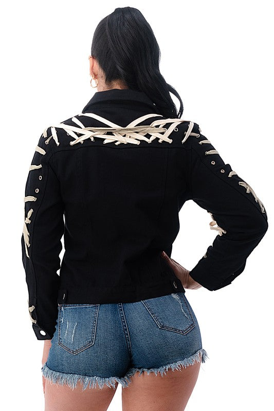 LACE UP DETAILED JACKET - PRIVILEGE 