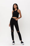 High Rise Distress Ankle Skinny - PRIVILEGE 