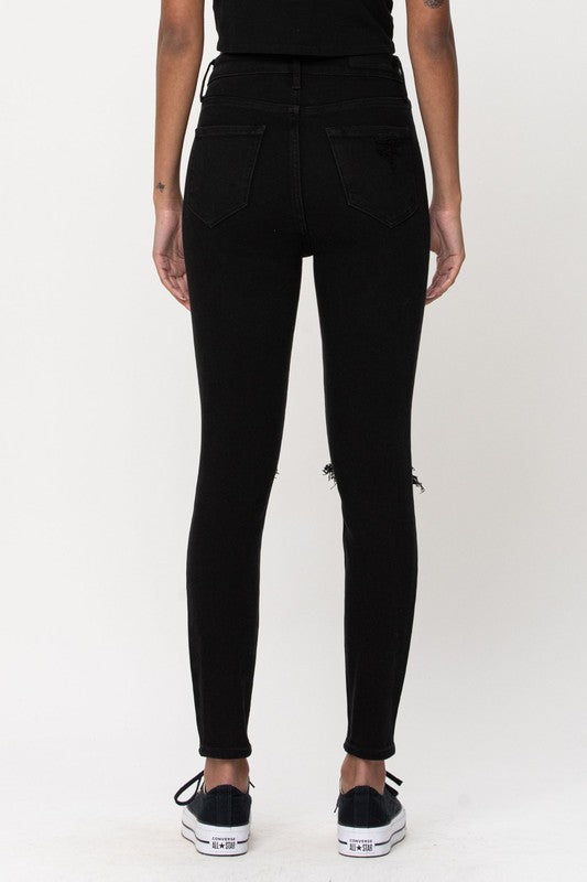 High Rise Distress Ankle Skinny - PRIVILEGE 