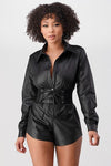 FAUX LEATHER ROMPER - PRIVILEGE 