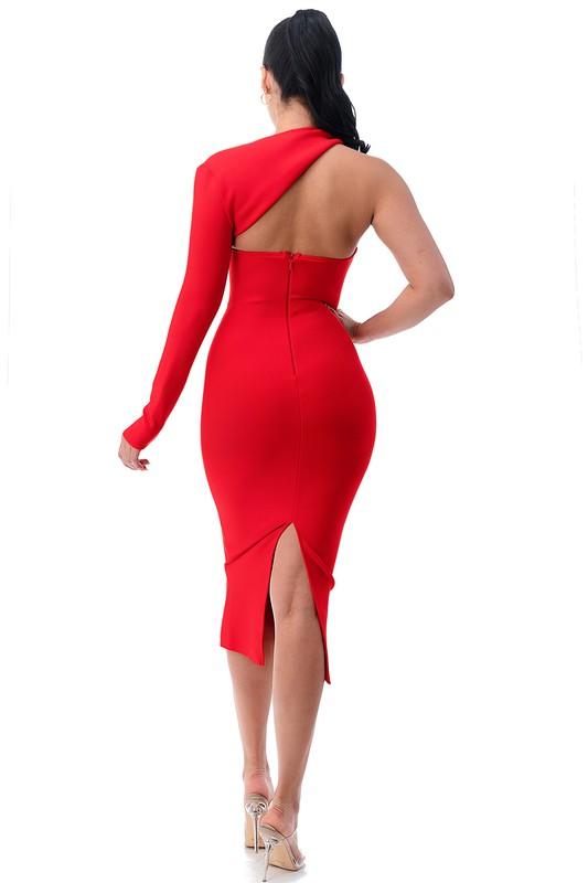 ONE SLEEVE BANDAGE DRESS - PRIVILEGE 