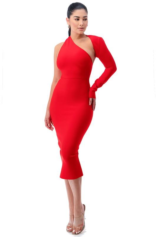 ONE SLEEVE BANDAGE DRESS - PRIVILEGE 