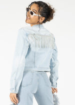 DENIM RHINESTONE JACKET - PRIVILEGE 