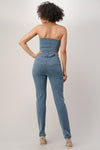 DENIM TUBE ZIPPER JUMPSUIT - PRIVILEGE 