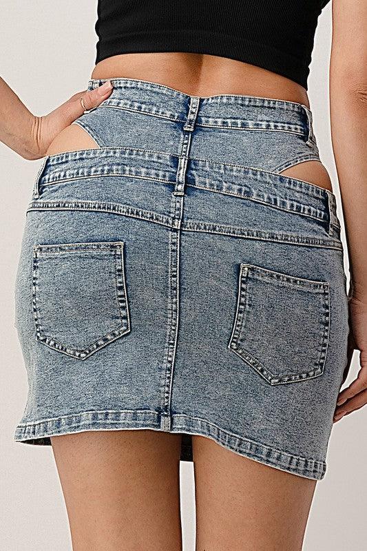 DENIM HIGH WAISTED SKIRT - PRIVILEGE 