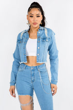 CHIAN BACK DENIM JEAN JACKET - PRIVILEGE 