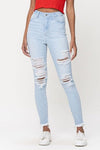 High Rise Destroy Frayed Hem Ankle Skinny - PRIVILEGE 