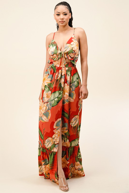 STRAP MAXI DRESS WITH FRONT RUCHED DETAIL - PRIVILEGE 