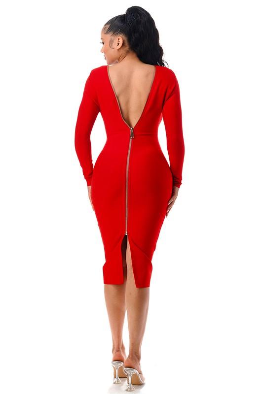 Back zipper bandage dress - PRIVILEGE 