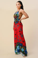 BORTHER PRINT HALTER NECK JUMPSUIT - PRIVILEGE 