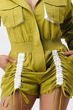 RUCHED UTILITY ROMPER - PRIVILEGE 