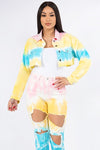 TYEDYE CROP DISSED BACK JACKET - PRIVILEGE 