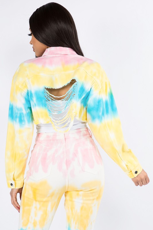 TYEDYE CROP DISSED BACK JACKET - PRIVILEGE 