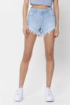 High Rise V Cut Hem Shorts - PRIVILEGE 