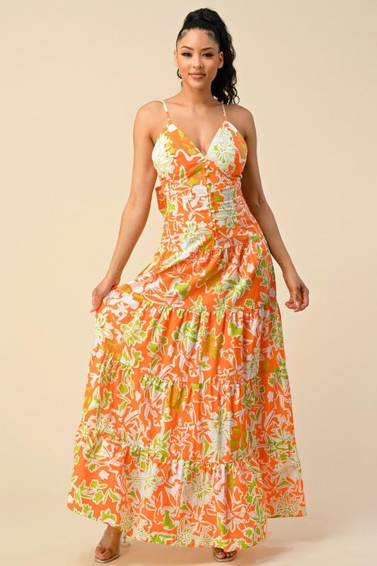 FLORAL DETAIL MAXI DRESS - PRIVILEGE 