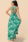 LEAF PRINT MAXI DRESS CUTOUT SIDES - PRIVILEGE 