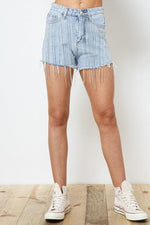 RHINESTONE DENIM SHORTS - PRIVILEGE 