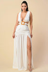 OPEN SIDES CRISS CROSS BACK MAXI DRESS - PRIVILEGE 