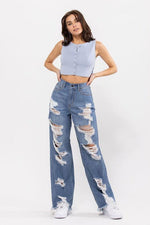 VINTAGE WIDE LEG  DISTRESSED JEAN - PRIVILEGE 