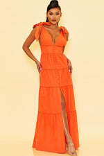 TIE SHOULDERS MAXI DRESS - PRIVILEGE 