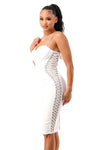 LACE-UP ON THE SIDE DESIGN BANDAGE DRESS - PRIVILEGE 