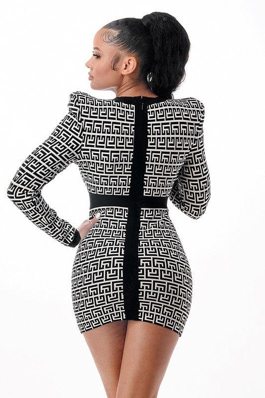 Jacquard Bandage Dress - PRIVILEGE 