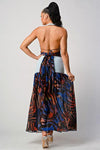 DENIM CONTRAST HALTER TOP WITH MAXI DETAIL SKIRT - PRIVILEGE 