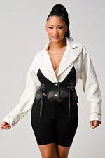 WHITE AND BLACK CONTRASTED JACKET - PRIVILEGE 