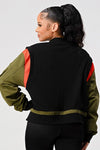 RIBBED BOMBER JACKET WITH SLEEVE POCKETS - PRIVILEGE 