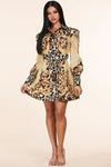 LEOPARD PRINT MINI SWING DRESS - PRIVILEGE 