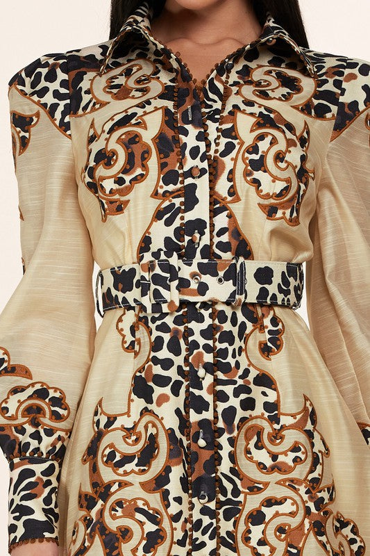 LEOPARD PRINT MINI SWING DRESS - PRIVILEGE 