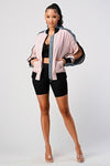 ZIP UP DENIM BOMBER JACKET WITH ZIPPERED SLEEVES - PRIVILEGE 