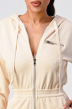 LONG SLEEVE ZIPPER UP HOODIE JUMPSUIT - PRIVILEGE 