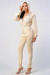 LONG SLEEVE ZIPPER UP HOODIE JUMPSUIT - PRIVILEGE 