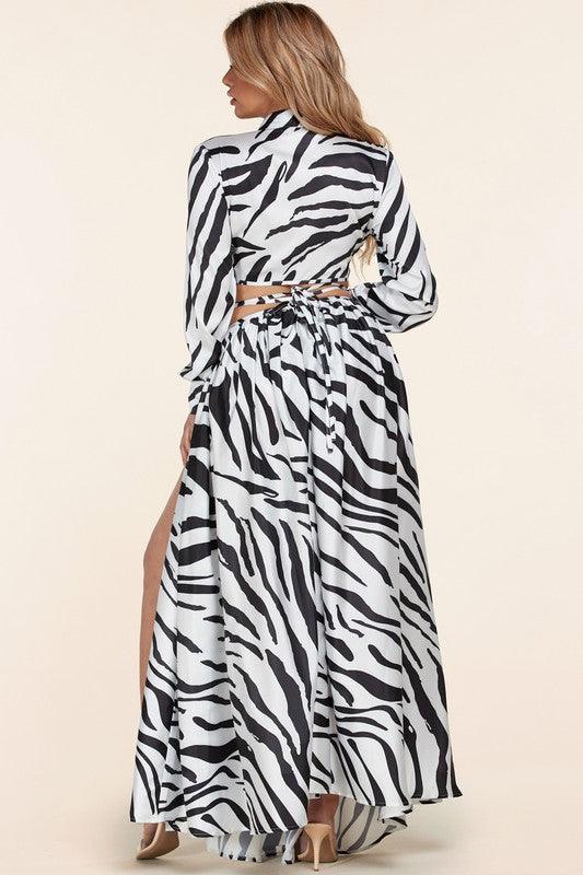 SEXY UNIQUE ZEBRA TOP AND MAXI SKIRT - PRIVILEGE 