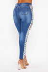 Lace Up Denim Pants - PRIVILEGE 