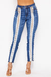 Lace Up Denim Pants - PRIVILEGE 