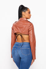 Snake Skin Cropped Jacket - PRIVILEGE 