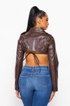 Snake Skin Cropped Jacket - PRIVILEGE 