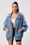 Casual loose fit denim stripe jacket - PRIVILEGE 