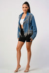 Rhinestone fringe denim jacket - PRIVILEGE 