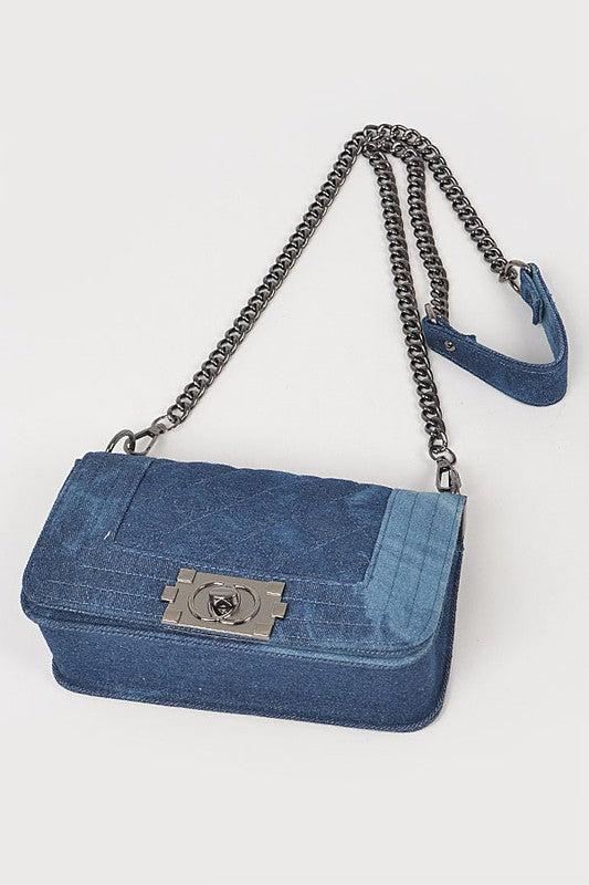 Quilted Denim Crossbody Bag - PRIVILEGE 