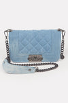 Quilted Denim Crossbody Bag - PRIVILEGE 