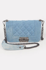 Quilted Denim Crossbody Bag - PRIVILEGE 